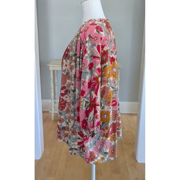 Fray Floral Peasant Top Size Small/ 0-6 Style #T16804 Prairie Blouse - Picture 4 of 7